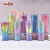 WOLFAY Straw Water Bottle, Plastic 1000ml Diamond Studded Cup, Durable with Straw Party Supplies Starbuck Cup Travel Fitness
