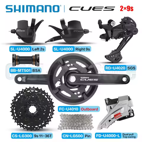 Shimano CUES U4000 2×9s Groupset FC-U4000-2 FC-U4010-2 SL-U4000 RD-U4020 LG400 Cassette Sprocket LG5