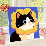 20cm Digital Oil Paint By Numbers Canvas Frame Cute Decoration Number Room Cate Wall L7e9