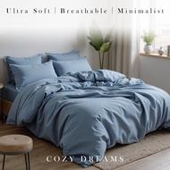 900TC Cozy Blue Bedsheet Soft Breathable Softened Cotton Minimal Style