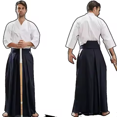 Aikido Gi Uniform Cotton Hapkido Pants Kendo Hakama Black Deep Blue White Japanese Samurai Tradition