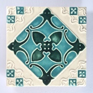 Keceramics Handmade Ceramic Tile Peranakan Pattern 2 (15.3 x 15.3 x 1 cm) Malaysian Melaka Home Wall