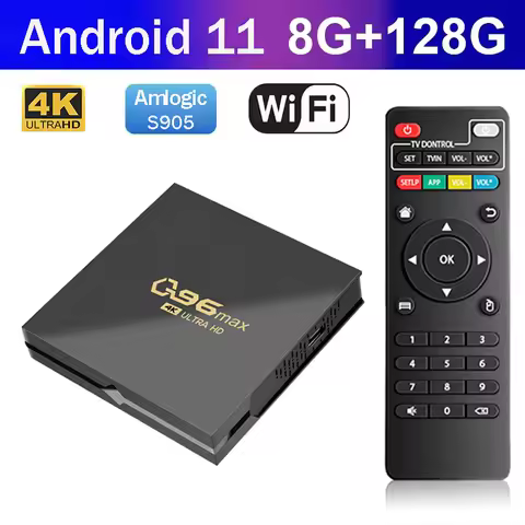 Q96 Max Android 11.0 Smart TV Box Amlogic S905 Supports 4G Wifi HD 4K 1080P 8GB 128GB Media Player 3