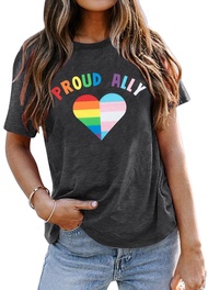 Pride Shirt for Women Gay Pride T-Shirt Rainbow Shirts LGBT Equality Top Pride Letter Print Tee Casu