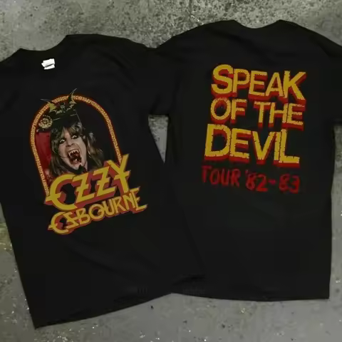 Rare !! Vintage 1982 Ozzy Osbourne Speak Of The Devil Tour Concert T Shirt Ozzy Osbourne Black Tee S