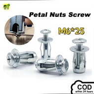 100PCS Metal Rivet Nut M6 Iron Skin Petal Rivet Rivet Lock Jack Nuts Car License Fixed Screw