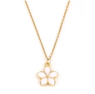 Gene White Enamel Flower Necklace