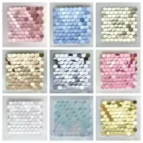 Fashion Glitter Sequin Backdrop Silver Gold Hexagon Photo Backdrop PET Sequin Panel Wall Decor Birth