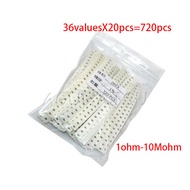 HT-36valuesX20pcs=720pcs 0603 1ohm 10Mohm SMD Resistor Kit Assorted Kit 5% component diy samples kit