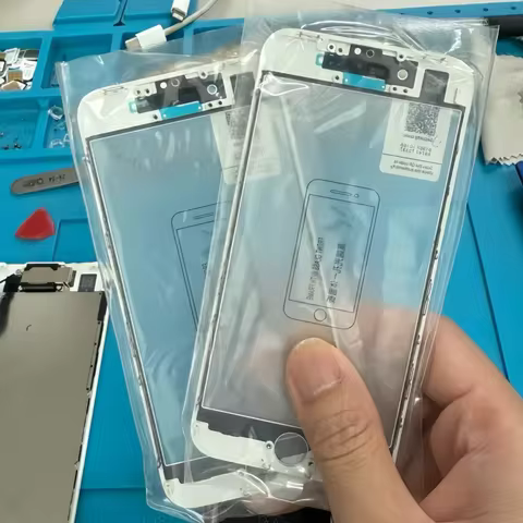 5pcs Feaglet top 3 in 1 LCD Front Screen Glass With Frame OCA Glue + Ear Speak Mesh For iPhone 8 8pl