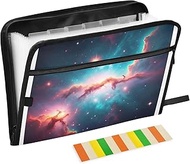 Vibrant Space Cosmos Nebula Zipper Expanding File Folder 13 Pocket Accordion File Organizer with Lab