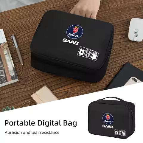 Car Data Cable Storage Bag Waterproof Travel Organizer Bag USB DataLine For SAAB 9-3 9-5 93 9000 900