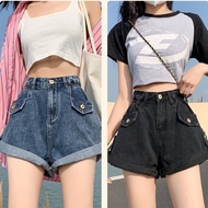 beautified High Waist Denim Shorts Black Jeans Color V73 V74