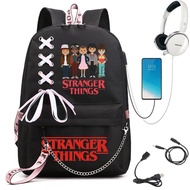 Stranger Things Printed Backpack Large Capacity College Style Student Backpack