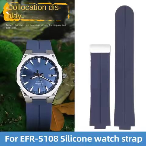 For Casio Edifice 5359 EFR-S108D Rubber Watch Strap Magnetic Buckle Bracelet Waterproof efr-s108 Sil
