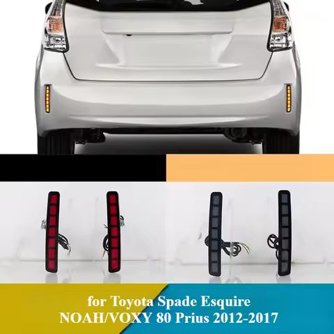 Car LED Rear Bumper Reflector Light DRL Dynamic Turn Signal Brake Light for Toyota Spade Esquire NOA