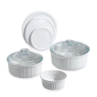 CORNINGWARE FRENCH WHITE 8-PIECE CERAMIC BAKEWARE SET