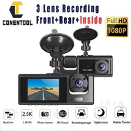 Conentool Car Dash Cam For Car Front And Rear Inside 3 Camera 1080P 60fps Car Dashcam Recorder Night
