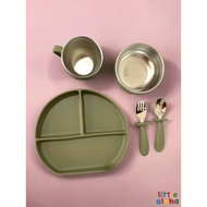 LITTLE ALPHA Silicone Character Dining Set - Baby Eating Utensils Set - Silicone Eating Utensils