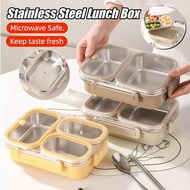 Stainless Steel Lunch Box Bento Box 2 Grid 3 Grid Food Container Bekas Makan Office