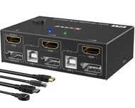 4K HDMI 60Hz Kvm 2 In 2 Out Dual Display Switcher Cable Splitter Controls 2 Computers Or Laptop Monitors Dual Input Display
