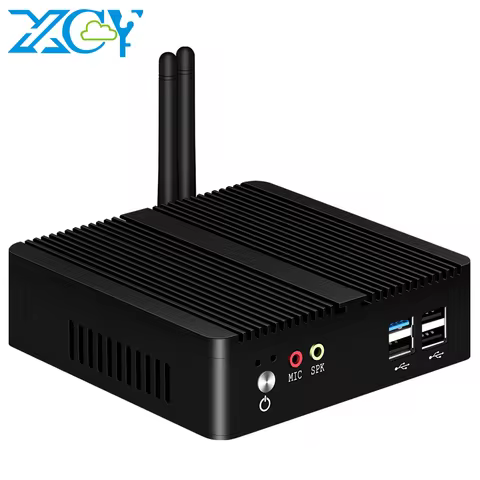 XCY Fanless Mini PC Intel Celeron J1900 Quad Cores Gigabit Ethernet 4x USB HDMI VGA Display Support 