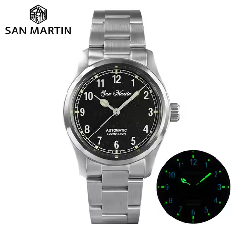 San Martin Simple Men Watch 37mm Pilot Miyota 8215 Classic Military Explore Automatic Mechanical Wat