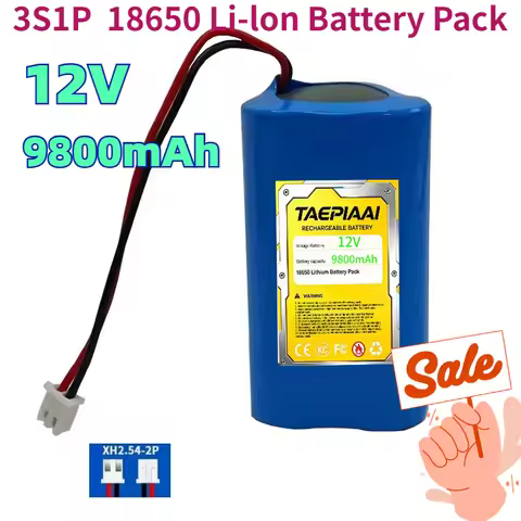 New 12V 9800mAh 3S1P Protection Plate12V 4Ah Battery Pack 18650 Lithium ion DC 12.6V Super Rechargea