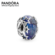 Pandora Sterling silver charm with galaxy glittery blue Murano glass