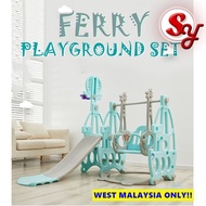 Ferry 4 In1 Swing And Slide Indoor Outdoor Mini Playground With Basketball Hoop Music Light Play Set