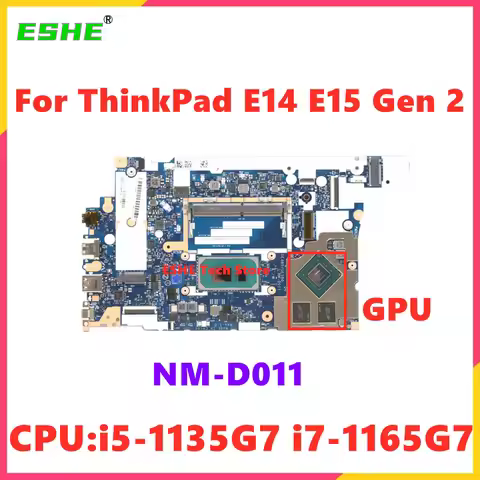 With GPU For Lenovo ThinkPad E14 E15 Gen 2 Notebook Motherboard CPU i3-1115g4 i5-1135g7 i7-1165g7 5B