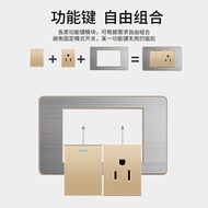 High-End Gold Stainless Steel Brushed Switch Socket 15A American Standard Multi-Three-Hole Thai USB 