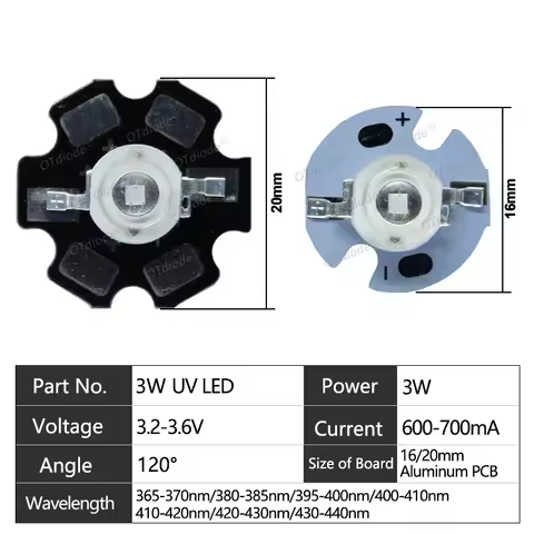 1-50pcs 3W 3535 UV Purple High Power LED Lamp Chip 365nm 370nm 385nm 395nm 400nm 410nm 420nm Beads U