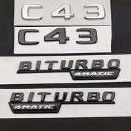 3D ABS Chrome Car Rear Trunk Logo Letters BITURBO 4MATIC Emblem Badge Sticker For Mercedes C43 C 43 