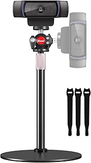 Etour Webcam Stand for Desk (1/4" Thread), 2025 Upgrade Compact Base & 360° Ballhead & Height Adjust