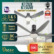 KDK Fan KDK K12UX 48" 3 Blades | K15UW 60" 5 Blades Short/Long Pipe 9 Speed DC Motor LED Ceiling Fan Kipas Siling