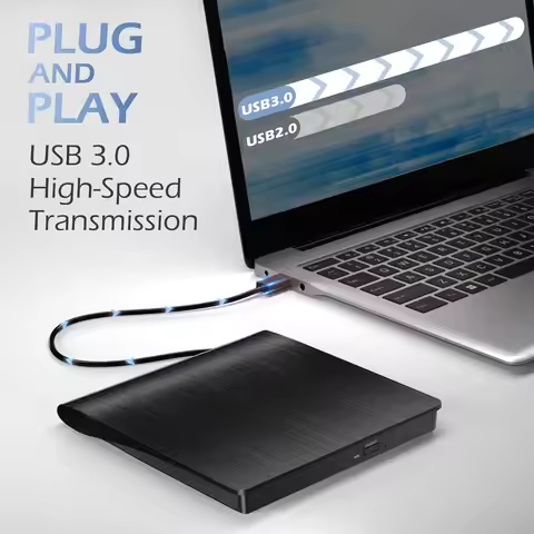 External CD/DVD Drive, USB 3.0 CD DVD Player Portable +/-RW Burner CD ROM Reader Writer Disk Duplica