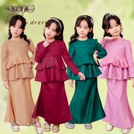 Kurung Peplum Kids Modern Baju Peplum Lace Match Satin Kain Budak Perempuan Baju Kurung Comel RAYA 2023