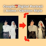Custom Potret Digital Couple | Cartoon / Anime Avatar Love Portraits (Hadiah Anniversary & Birthday)