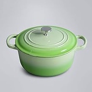 Soup Pot Casserole cast Iron 24cm Thickening Cooker Enamel Pot Cooker for Mother's Day Pot Thickening stew Pot Noodle pan Home Pot Perfect for Breakfast Frying Pan (Green) interesting