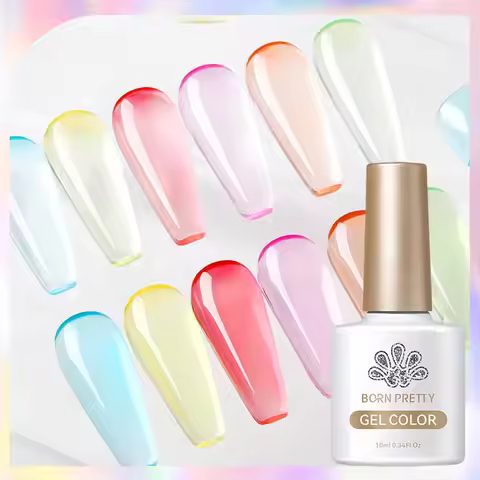 BORN PRETTY Jelly Nude Gel Nail Polish 10ml Spring Summer Light Pink Peach Translucent UV Light Cure