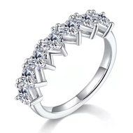 Total 2.1ct 7 Stones rings 4mm heart cut moissanite band ring eternity wedding engagement ring