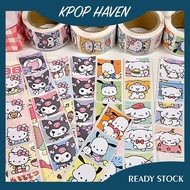 200pcs/roll Sanrio Sealing Sticker Tapes Cute Kuromi Cinnamon Self-adhesive Label Stickers Journal G