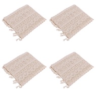4X Elegant Cream Crochet Lace Macrame Table Runner with Tassels for Rustic Wedding Decoration and Fa