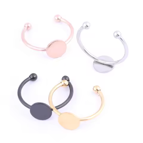 Reidgaller 10pcs Stainless Steel Ring Blanks 8mm Circle pad Bezels For Rings Making Diy Jewelr Acces