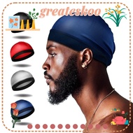 GREATESKOO Wave Caps, Breathable Polyester Men Durag Hats,  Solid Color Multicolor Elastic Multicolo
