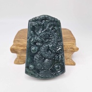 危料 威料 藍水精雕霸氣龍牌 | 天然A貨翡翠