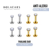 (BST05) Basic Piercing Earrings F136L Titanium Anti-Rust Hypoallergenic | Helix Lobe Flat Upperlobe 