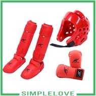 [Simple] Taekwondo Sparring Gear Set with Shin Guards Footgear for Taekwondo Sparring