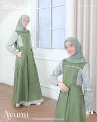 Gamis ETHICA Ayumi 448 Green  Black / Gamis Ethica Terbaru / Busana Muslim / Diskon / Best Seller / 